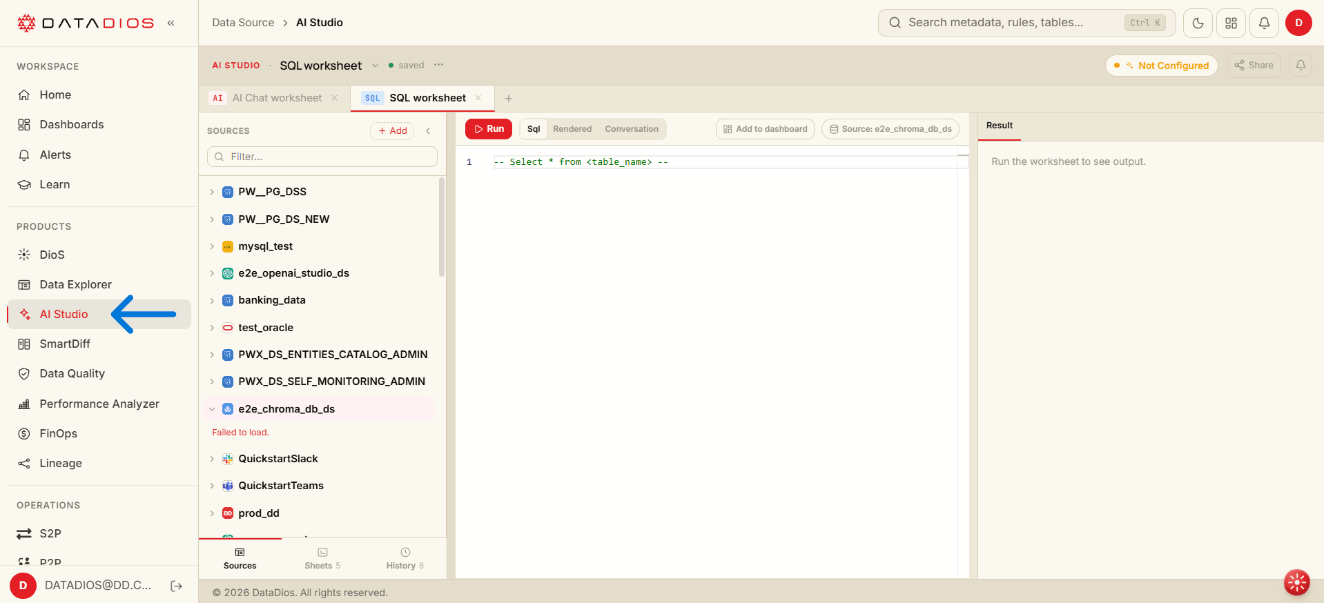 AI Studio navigation
