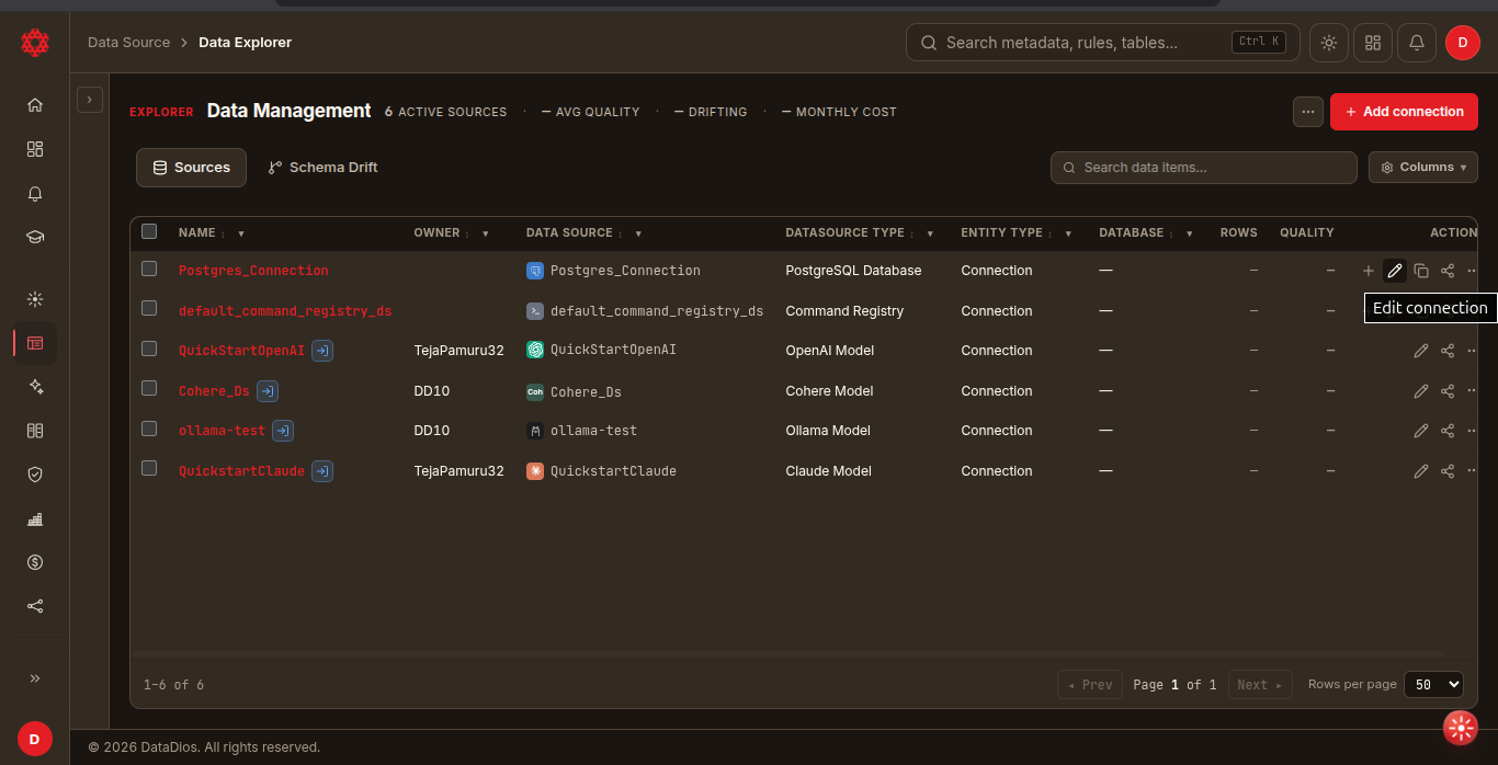 Edit connection action in the sources list