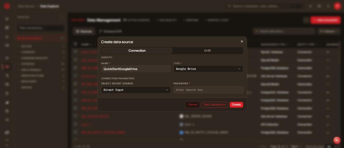Google Drive connection form