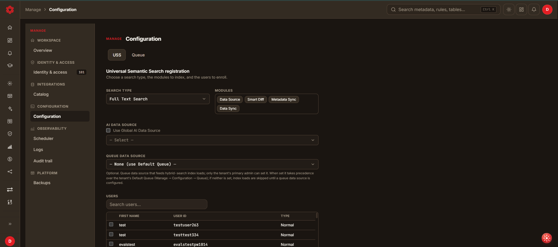 Universal Semantic Search registration