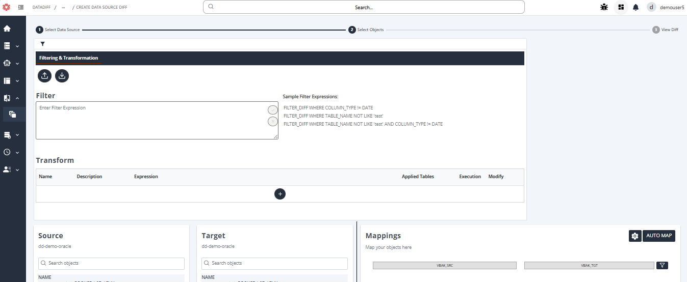 Click on Filters and Transformation